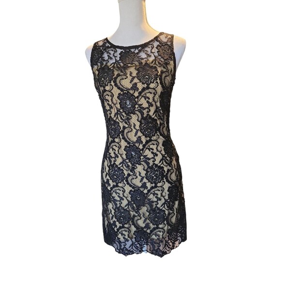 Hunza G Black Cocktail rare Dress Beaded Lace Open Back M Party Sophisticated - Picture 3 of 14